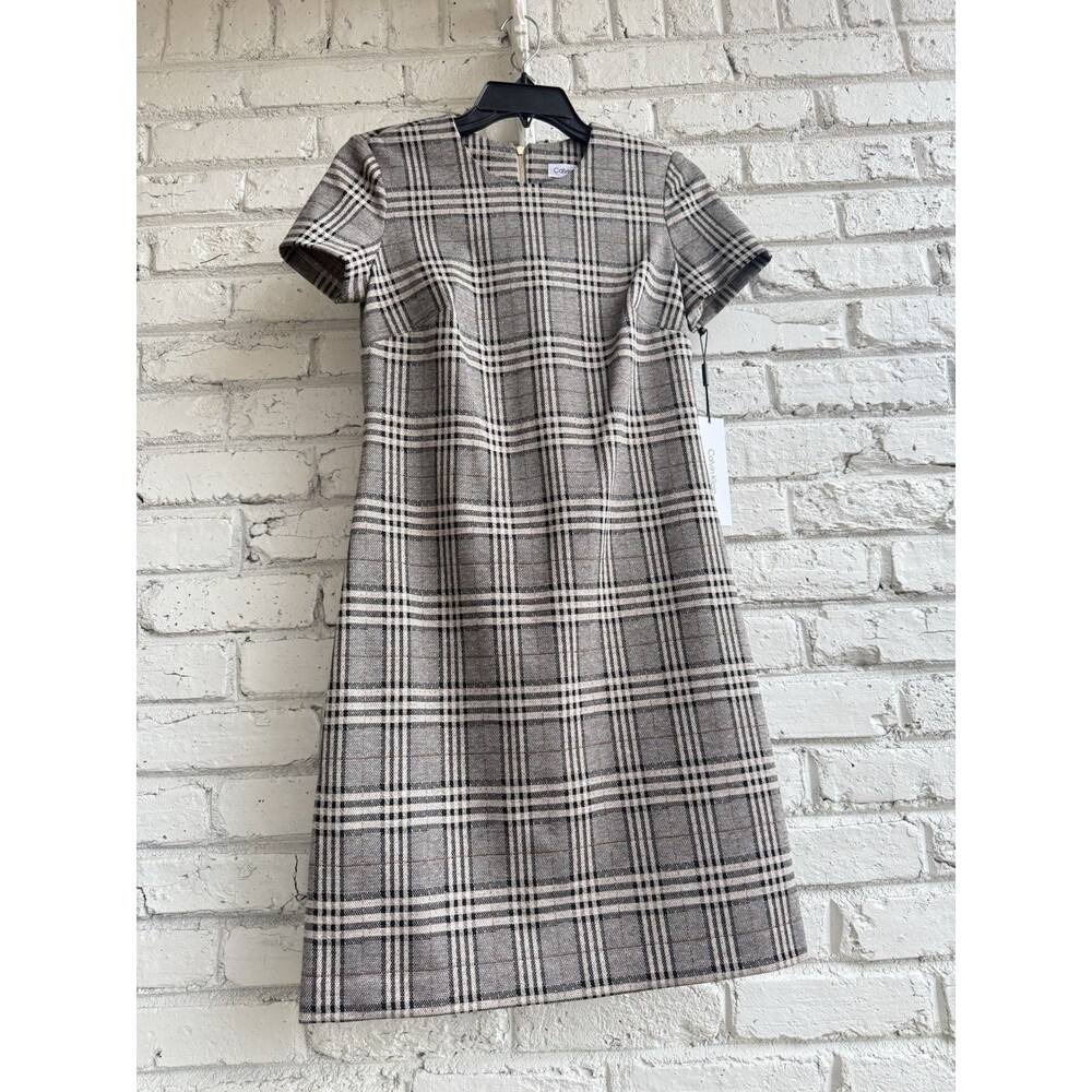 NWT Calvin Klein Elegant Plaid A- Line Shift Dress Elegant Chic Size 2 - Picture 7 of 11